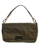 Dolce & Gabbana Dark Green Nylon Logo Plaque Shoulder Strap Borse Bag